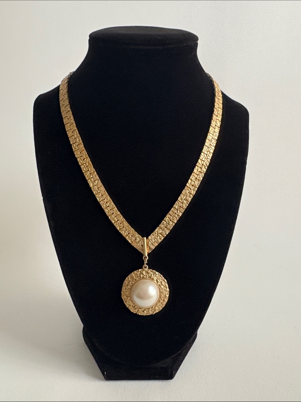 Gold-Tone Pendant Necklace with Faux Pearl Accent - Women Jewelry